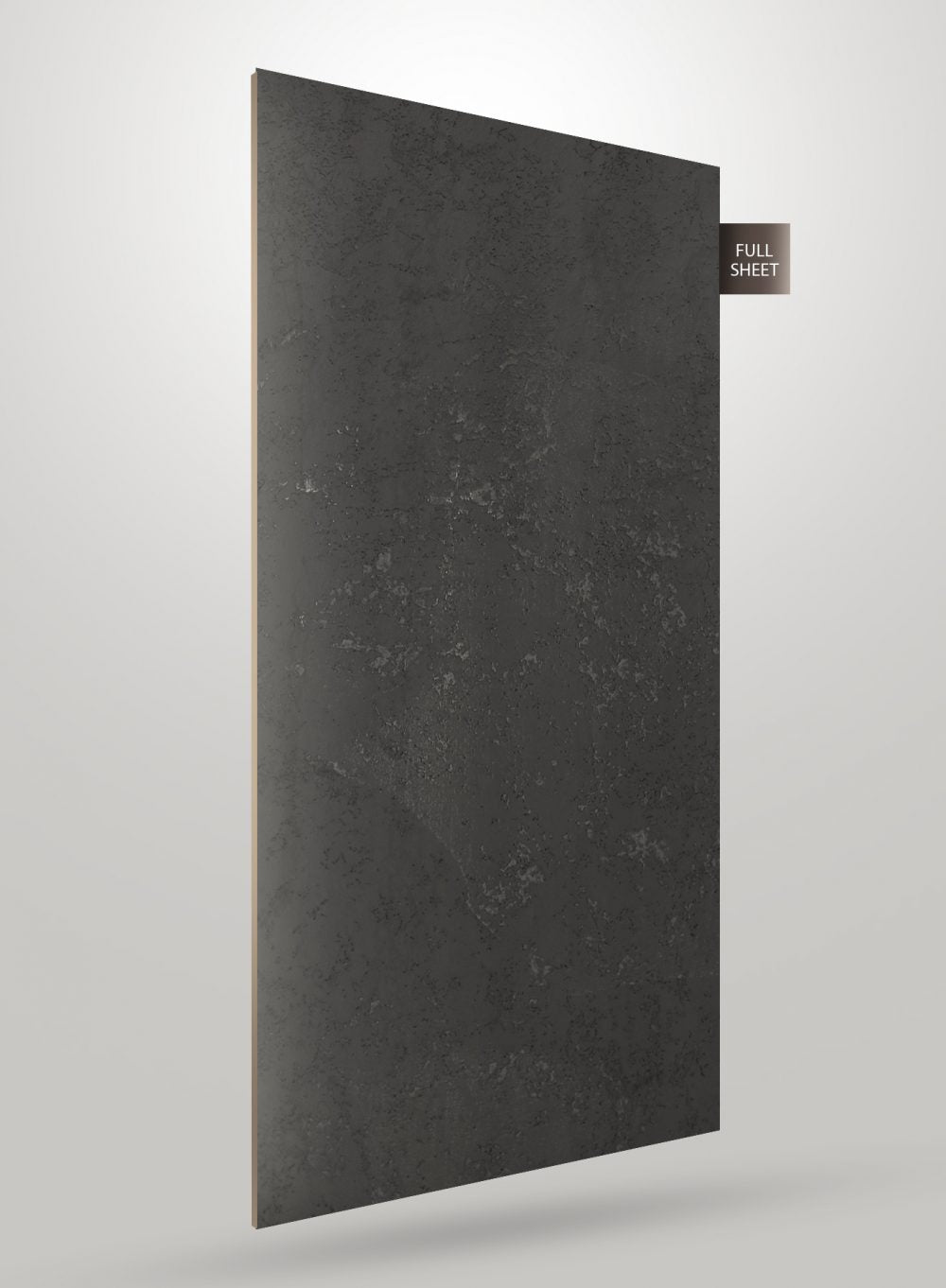 Dark grey marble laminate sheet with matte finish and subtle veining pattern, shown as full sheet with visible texture