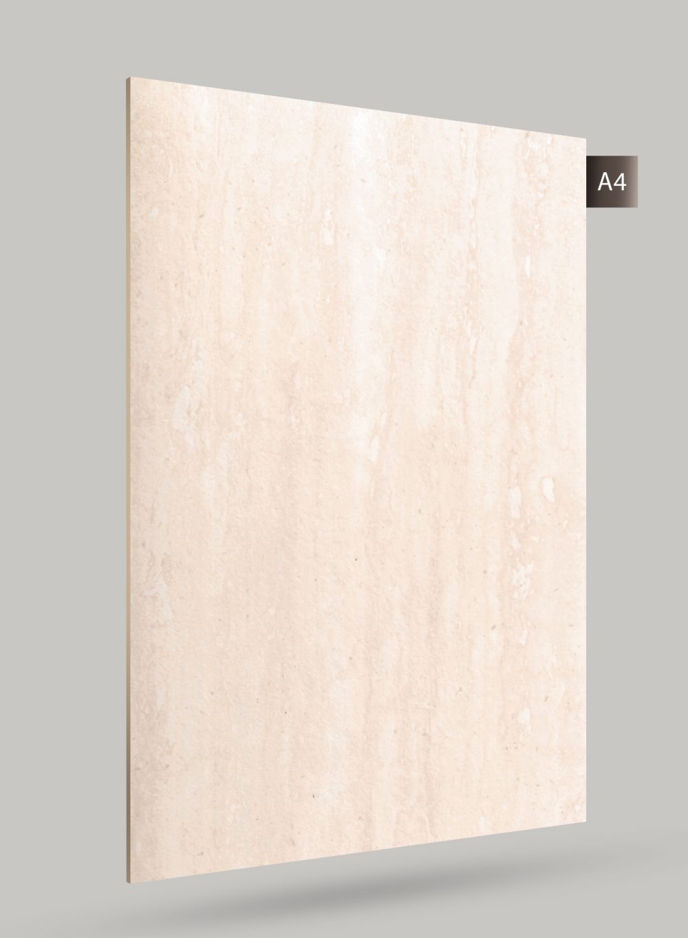 Beige marble laminate sheet with matte finish and subtle texture, decorative laminate for interior use.