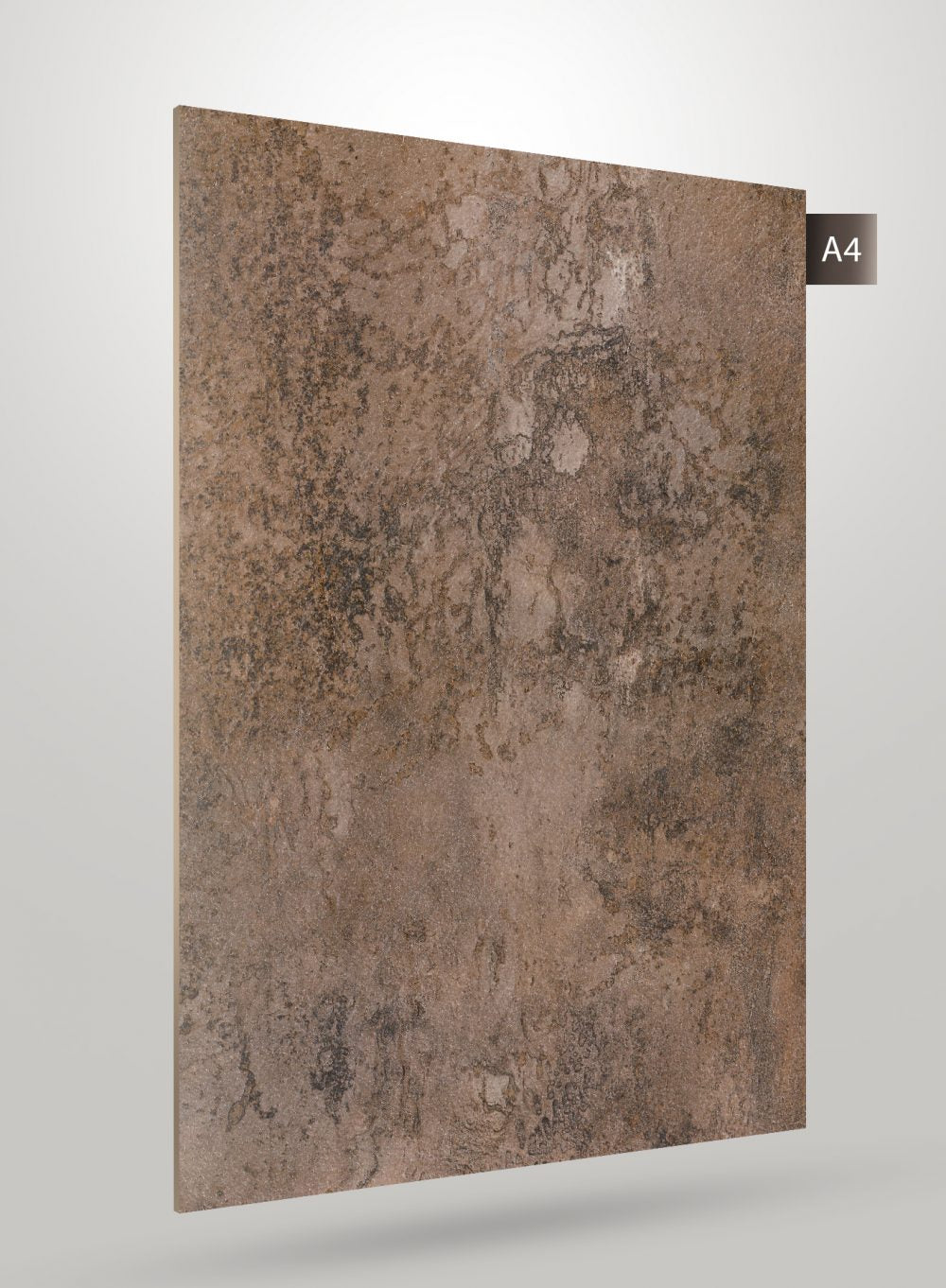 Brown marble laminate sheet with matte finish and stone pattern, subtle texture visible on the surface.