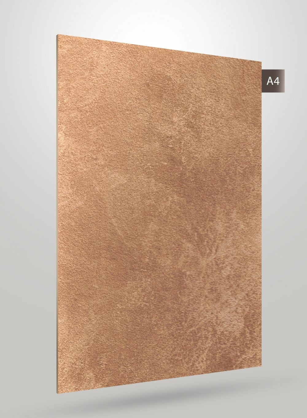 Brown matte laminate sheet with marble pattern and textured finish, displaying a subtle veining effect on its surface.