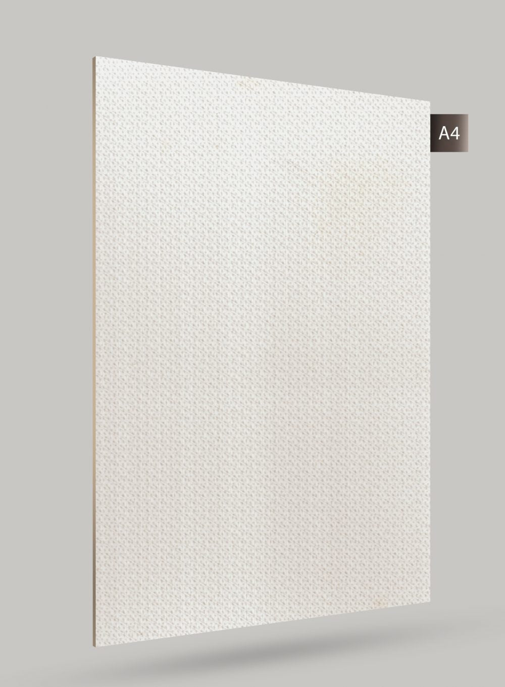 White fabric laminate with matte finish and textured pattern, showing subtle weave details on its surface.