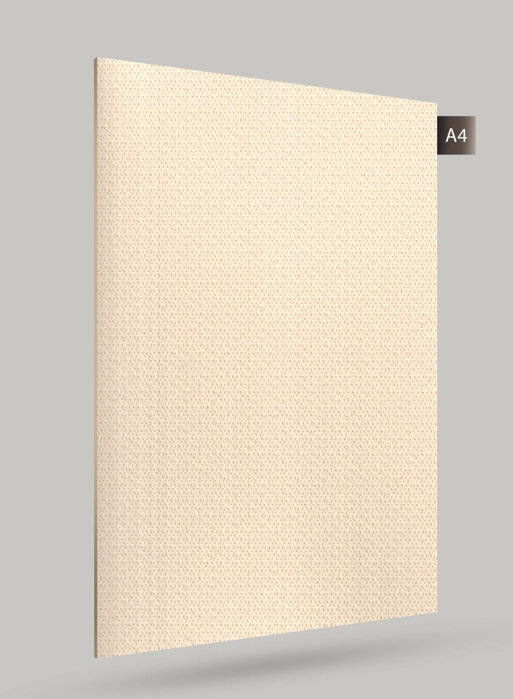 Beige fabric laminate with matte finish and textured pattern visible on its surface.