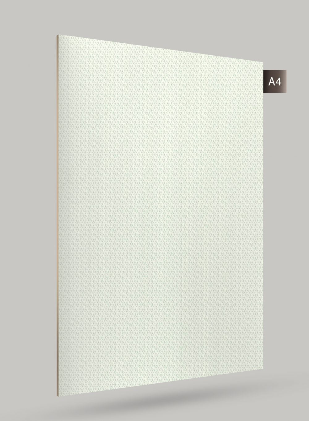 White fabric laminate with matte finish and textured pattern visible on its surface.