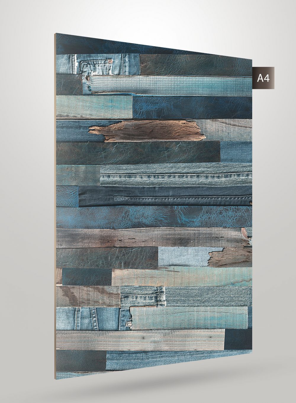 Green wood grain decorative laminate with matte finish and textured surface, showing wood pattern and varied tones.