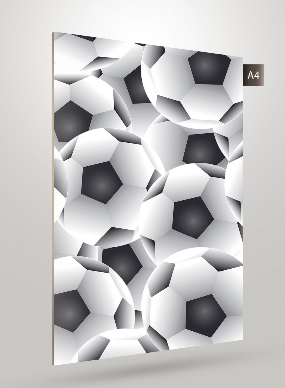 Multi-colour matte leather laminate with 3D embossed soccer ball pattern and textured finish