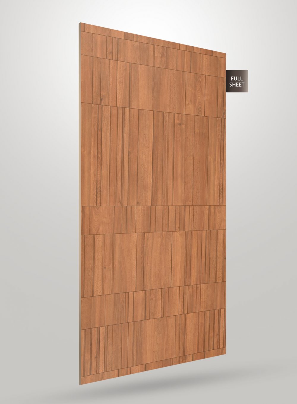 Brown wood grain laminate sheet with matte finish and rectangular pattern, showing wood texture and grain variation.