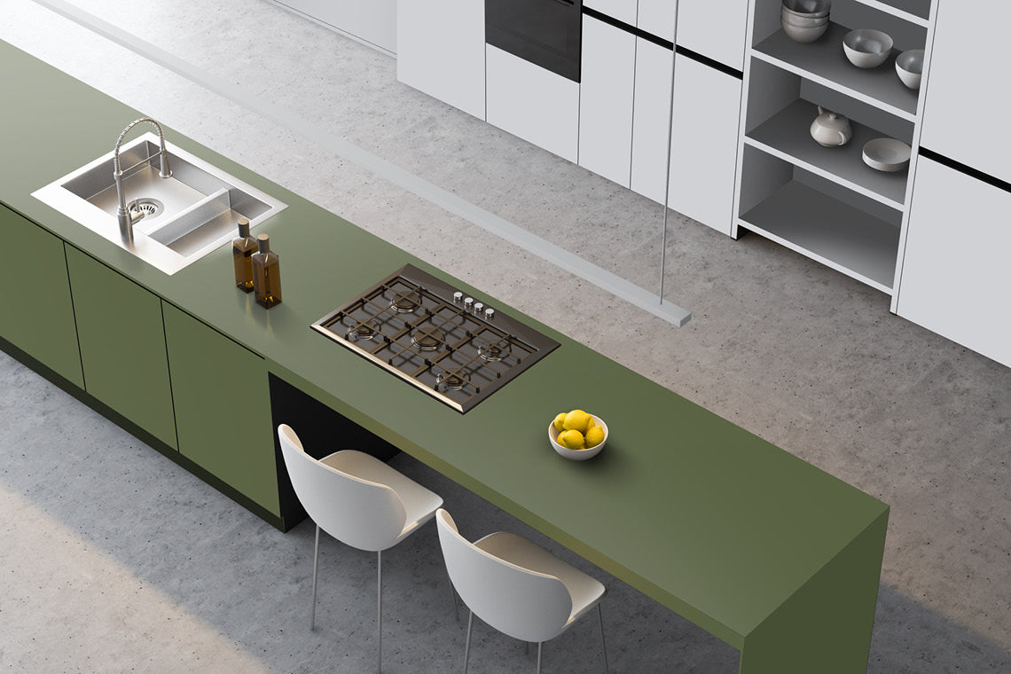 Olive Green Plain Colors Suede Laminate - Heritage Surfaces