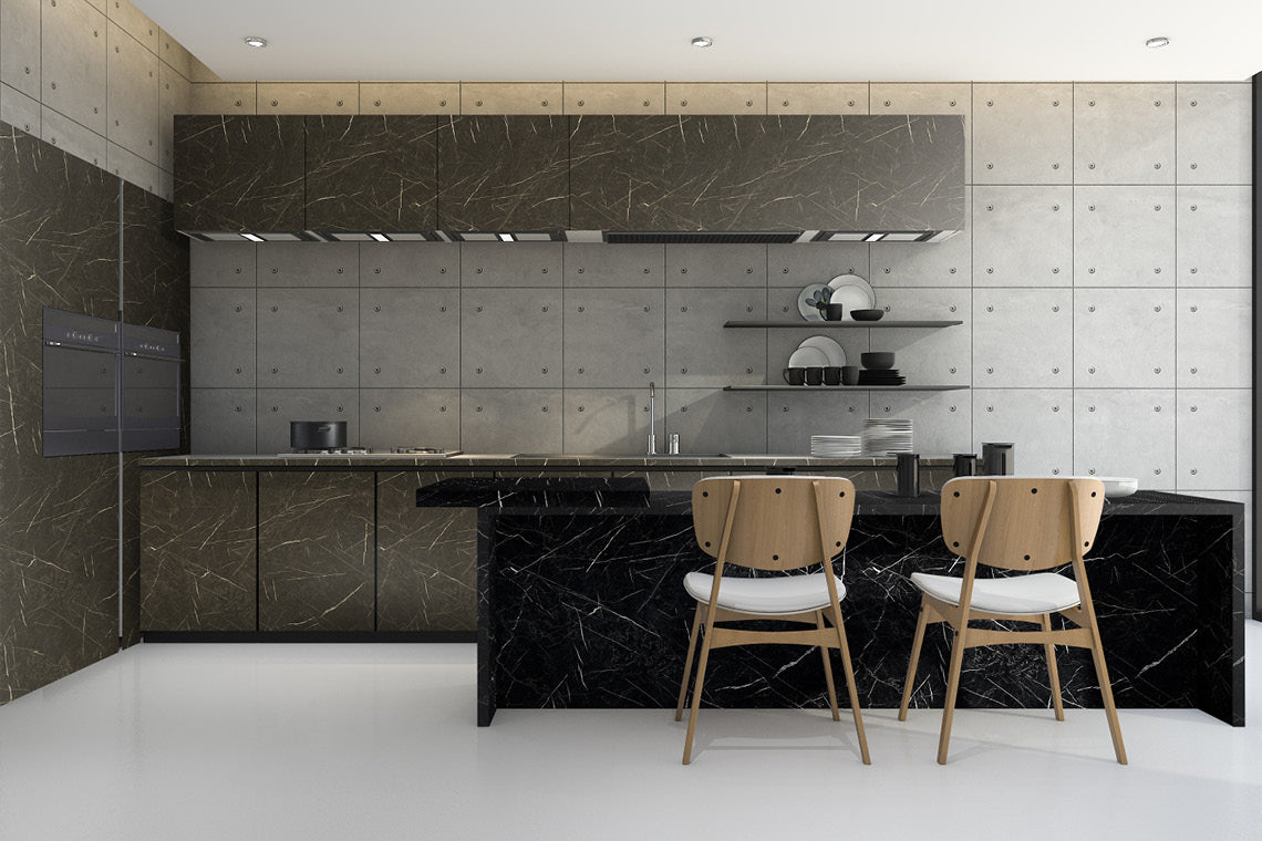 Verde Marmo Grey Marble & Stone Gloss Laminate - Heritage Surfaces