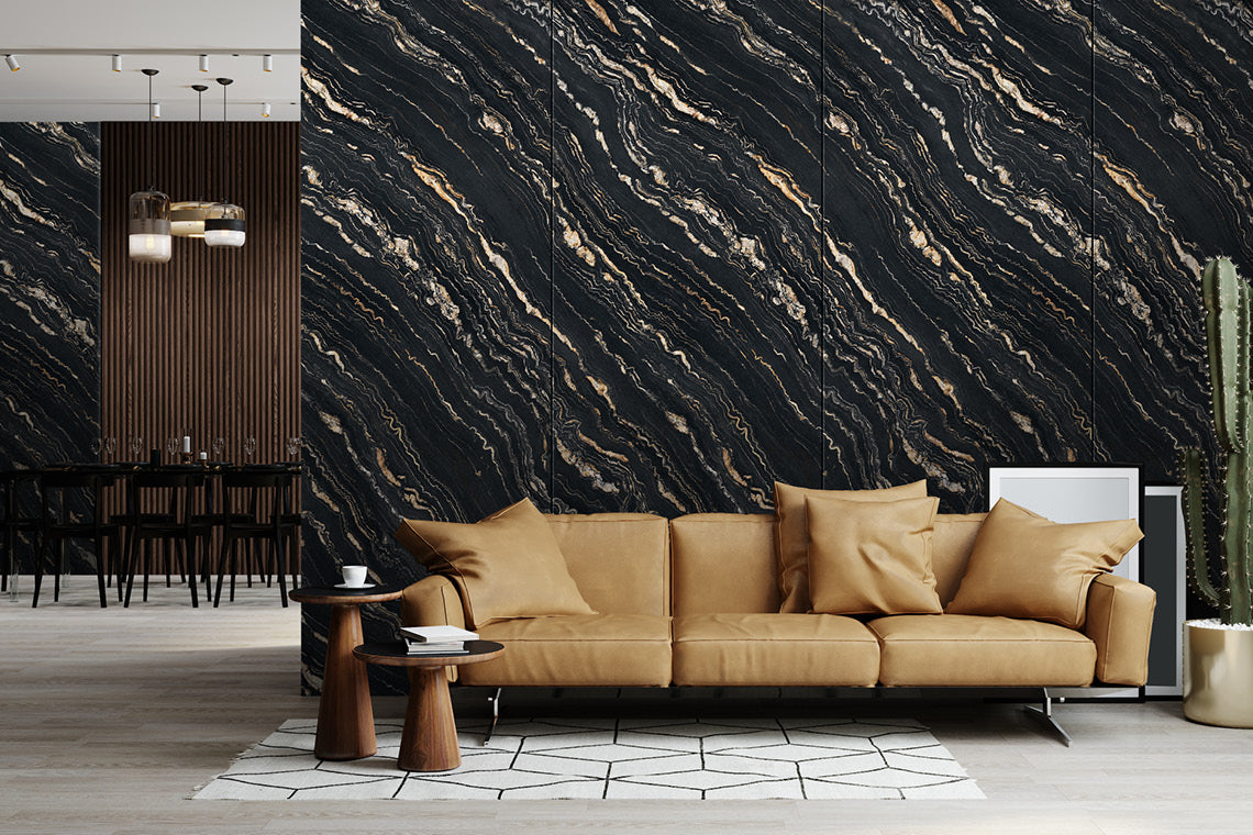 Nero Portoro 2 Black Marble & Stone Gloss Laminate - Heritage Surfaces