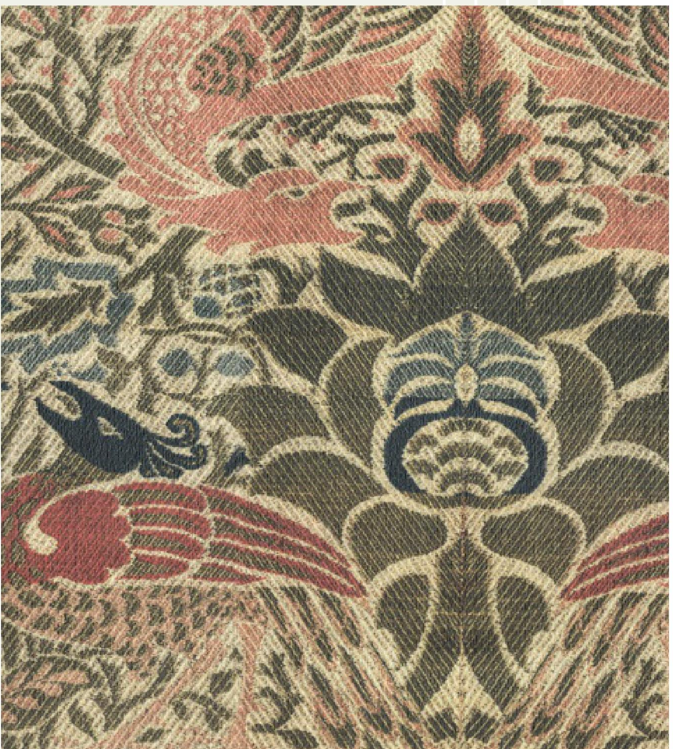 Beige laminate with floral pattern and textured finish, displaying fabric-like appearance.