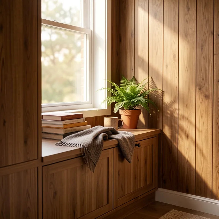 Beige laminate with floral pattern and textured finish, displaying fabric-like appearance.