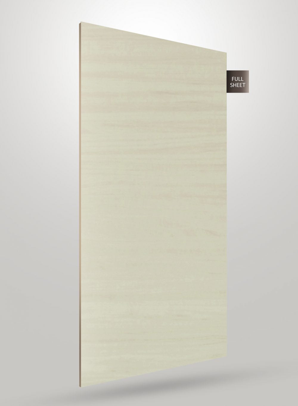 Matte wood grain laminate sheet with beige color and smooth texture, labeled full sheet.