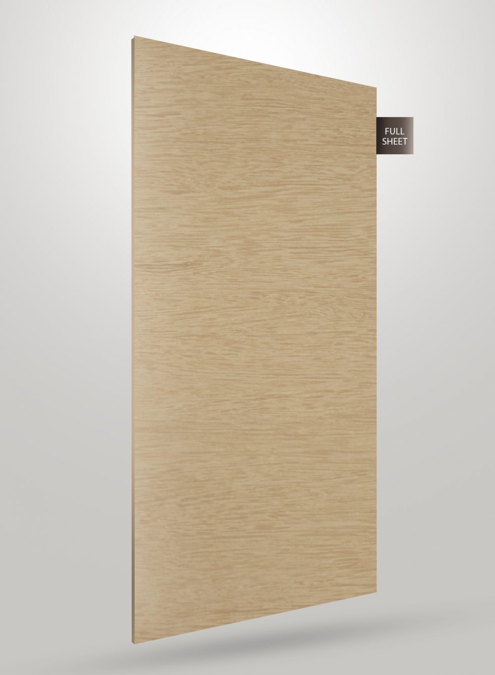 Light wood grain decorative laminate with matte finish and visible texture, labeled full sheet.