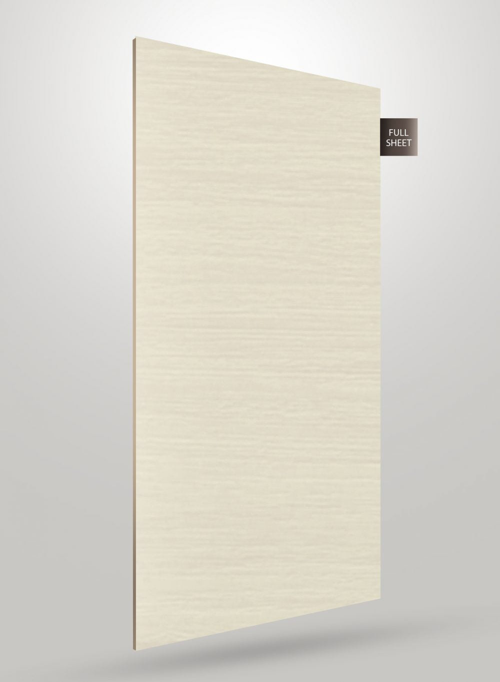 Beige wood grain decorative laminate with matte finish and visible texture, shown as a full sheet.