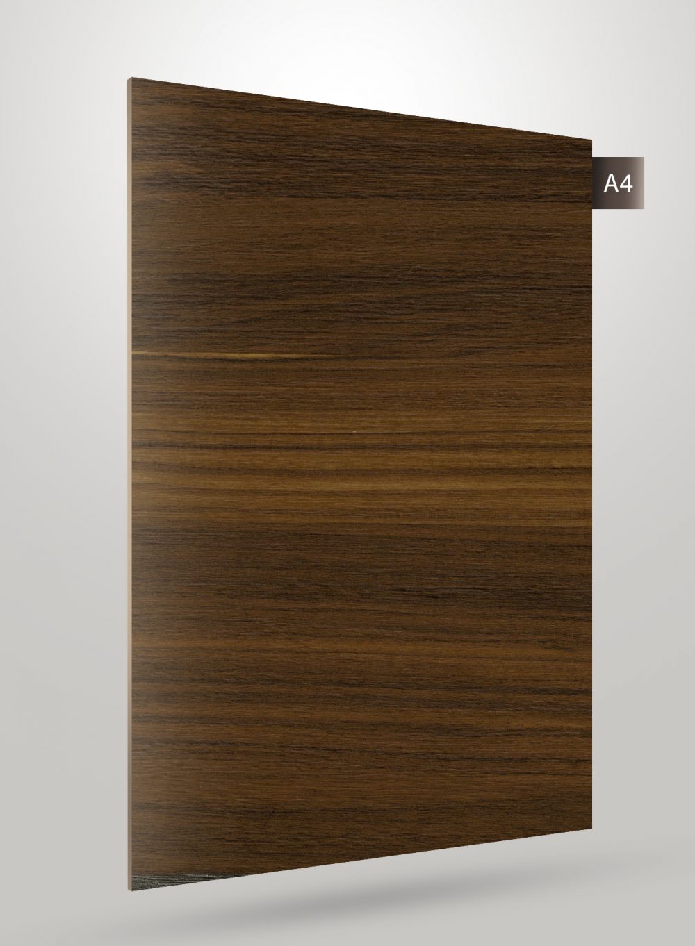 Brown wood grain decorative laminate with matte finish and visible wood texture, showing horizontal grain pattern and subtle