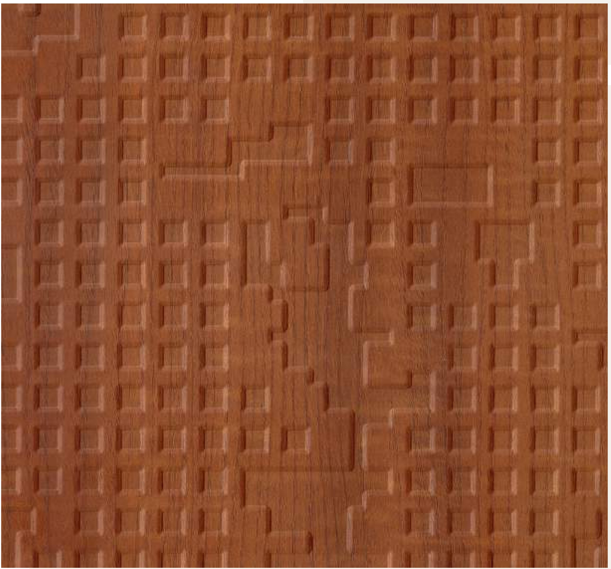 Brown laminate with textured geometric pattern and visible wood grain.