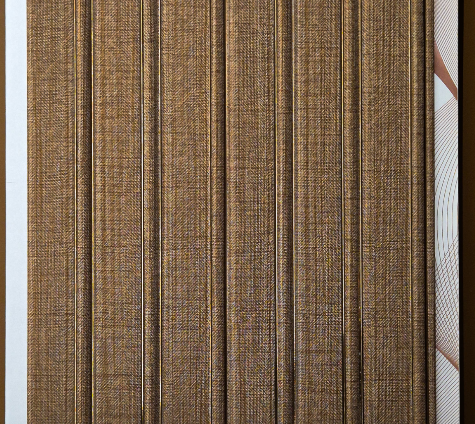 Metaluxe Cocoa Linen Fluted louver panel, a cocoa-brown linen-texture fluted panel