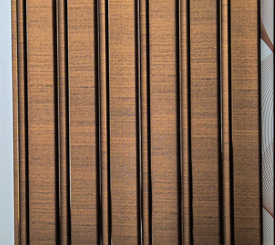 Metaluxe Copper Grain Fluted louver panel, a copper-bronze wood-grain fluted panel with a subtle metallic sheen