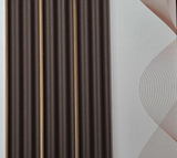 Metaluxe Plum Fluted Panel louver panel, a deep plum-brown fluted panel with fine gold pinstripe trim between grooves