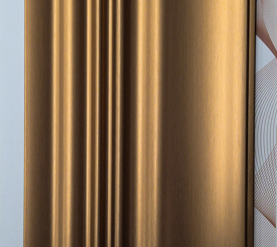 Metaluxe Brass Wave louver panel, a warm brushed gold-brass metallic wave-panel finish
