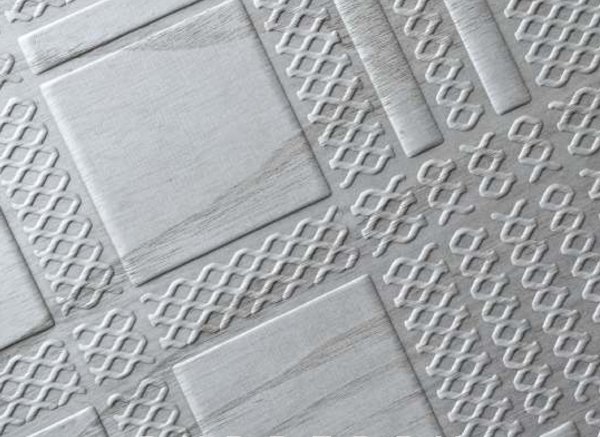 Burberry hybrid veneer panel — grey real-wood veneer with a 3D geometric design embossed texture.