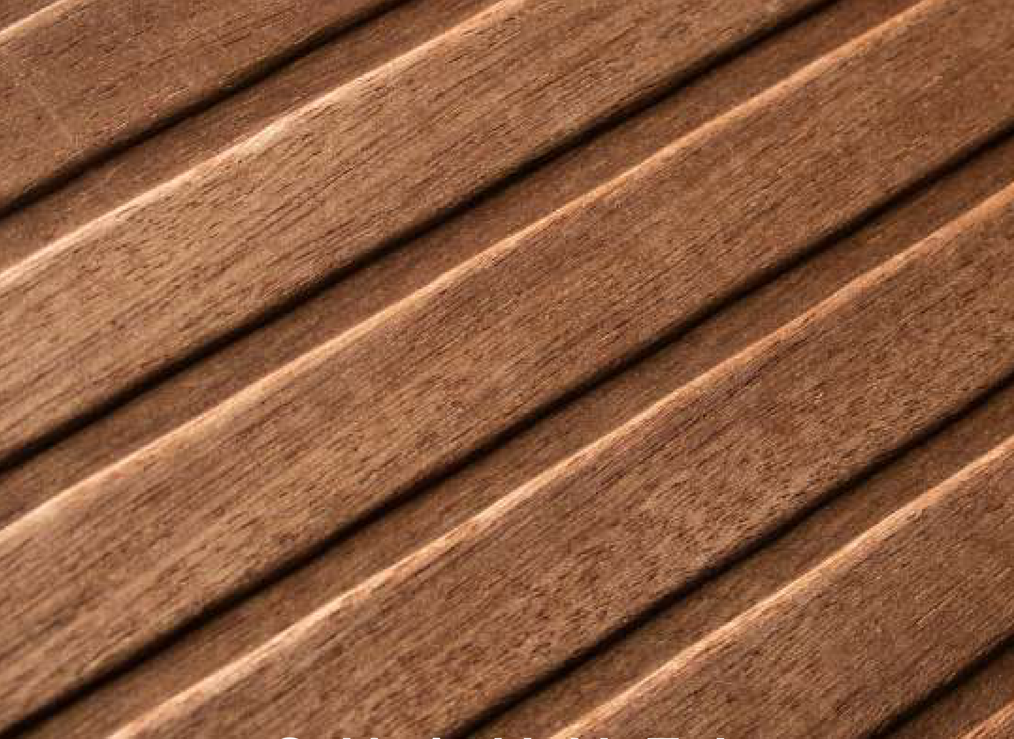 Channel hybrid veneer panel — brown real-wood veneer with a 3D fluted embossed texture.