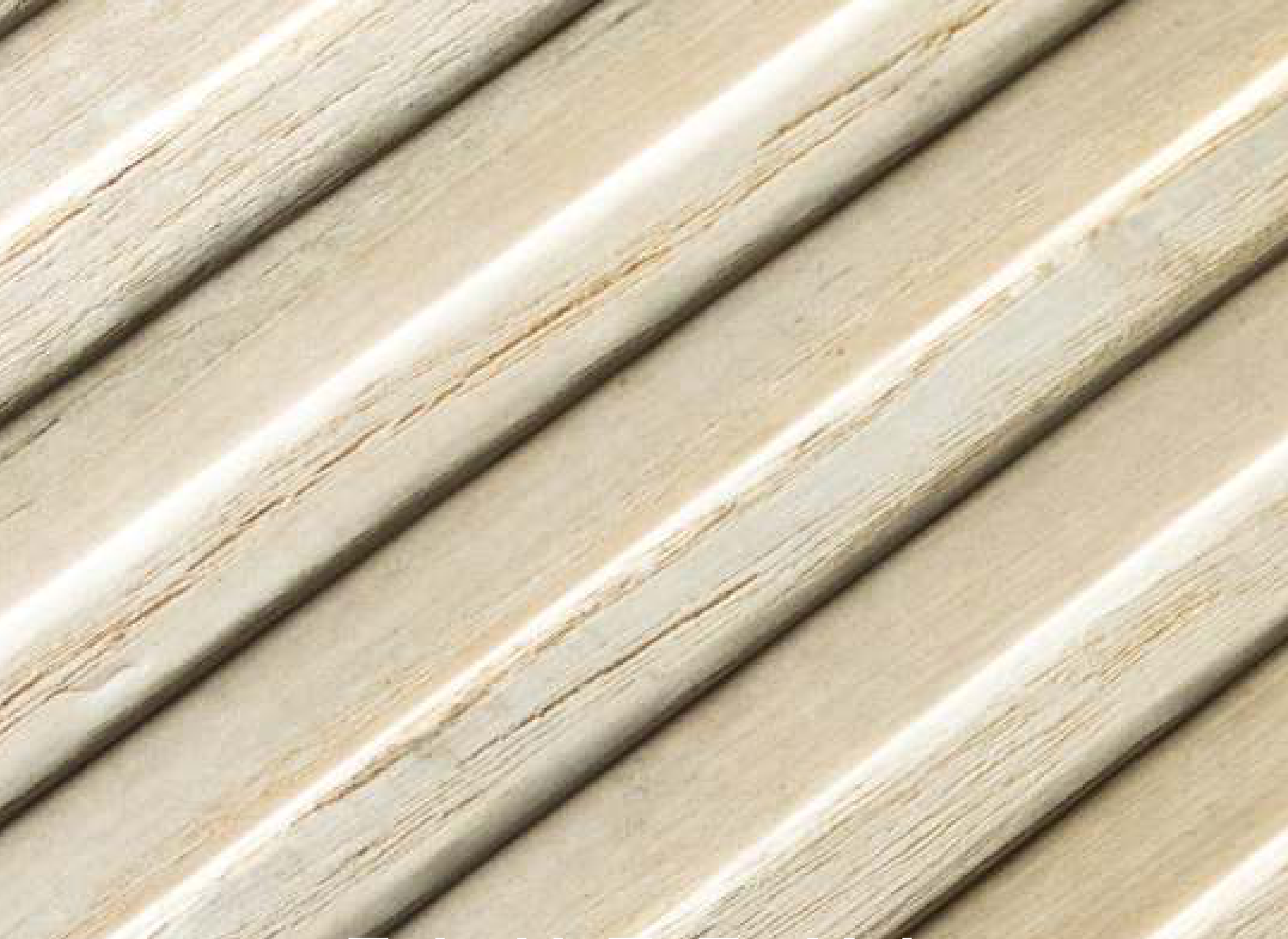 Flute XL hybrid veneer panel — beige real-wood veneer with a 3D fluted embossed texture.