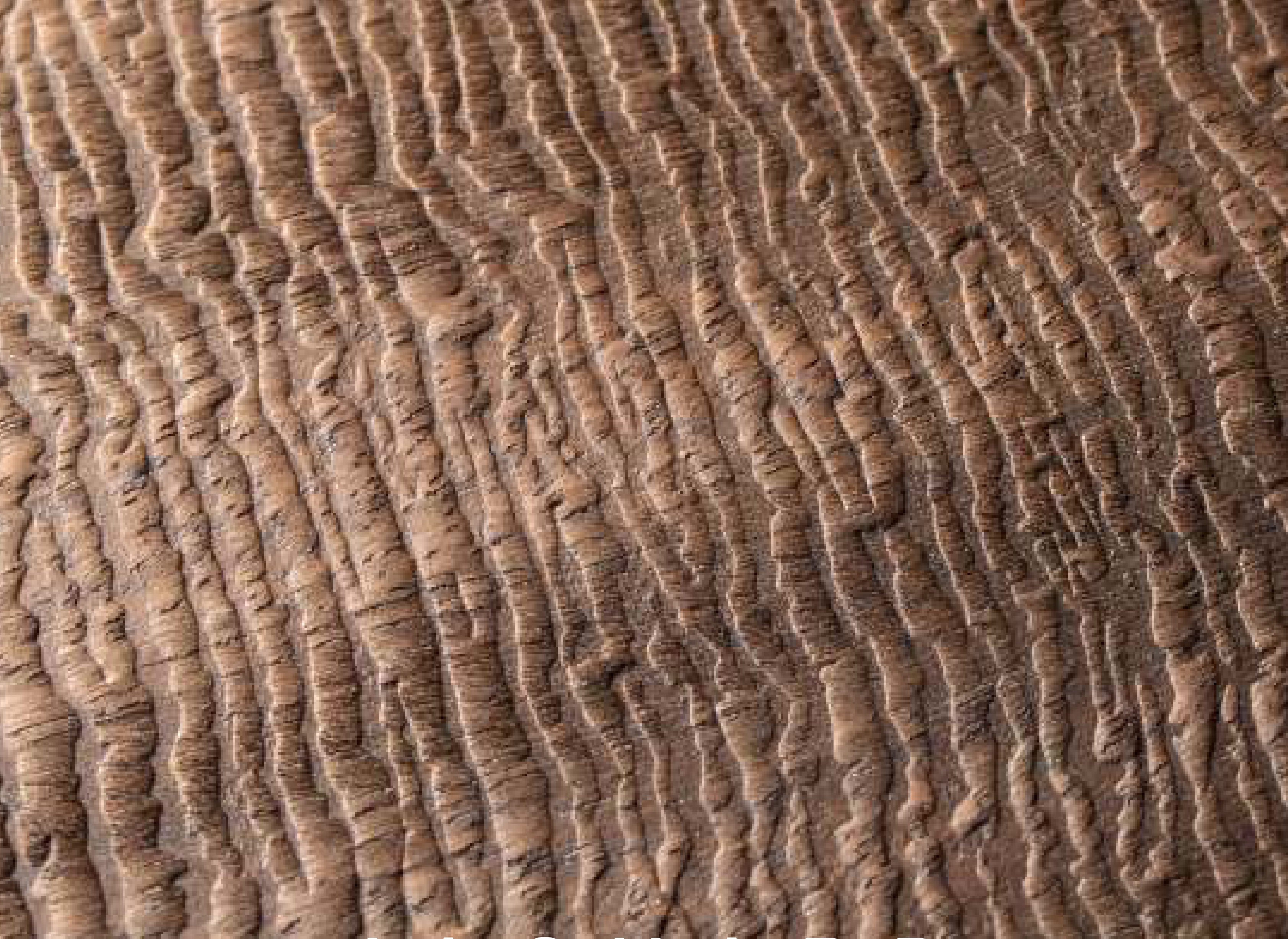 Jaguard hybrid veneer panel — brown real-wood veneer with a 3D fabric embossed texture.
