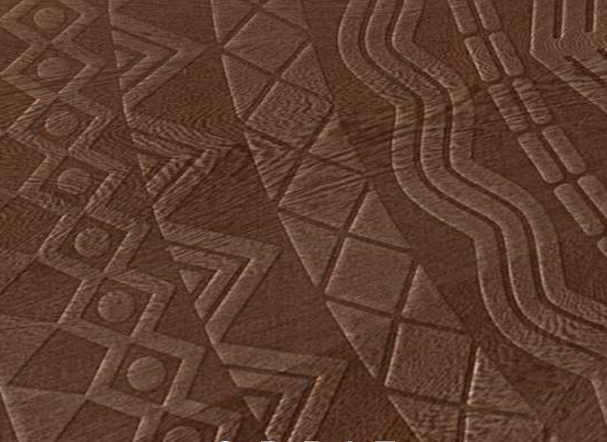 Orbit hybrid veneer panel — brown real-wood veneer with a 3D abstract embossed texture.