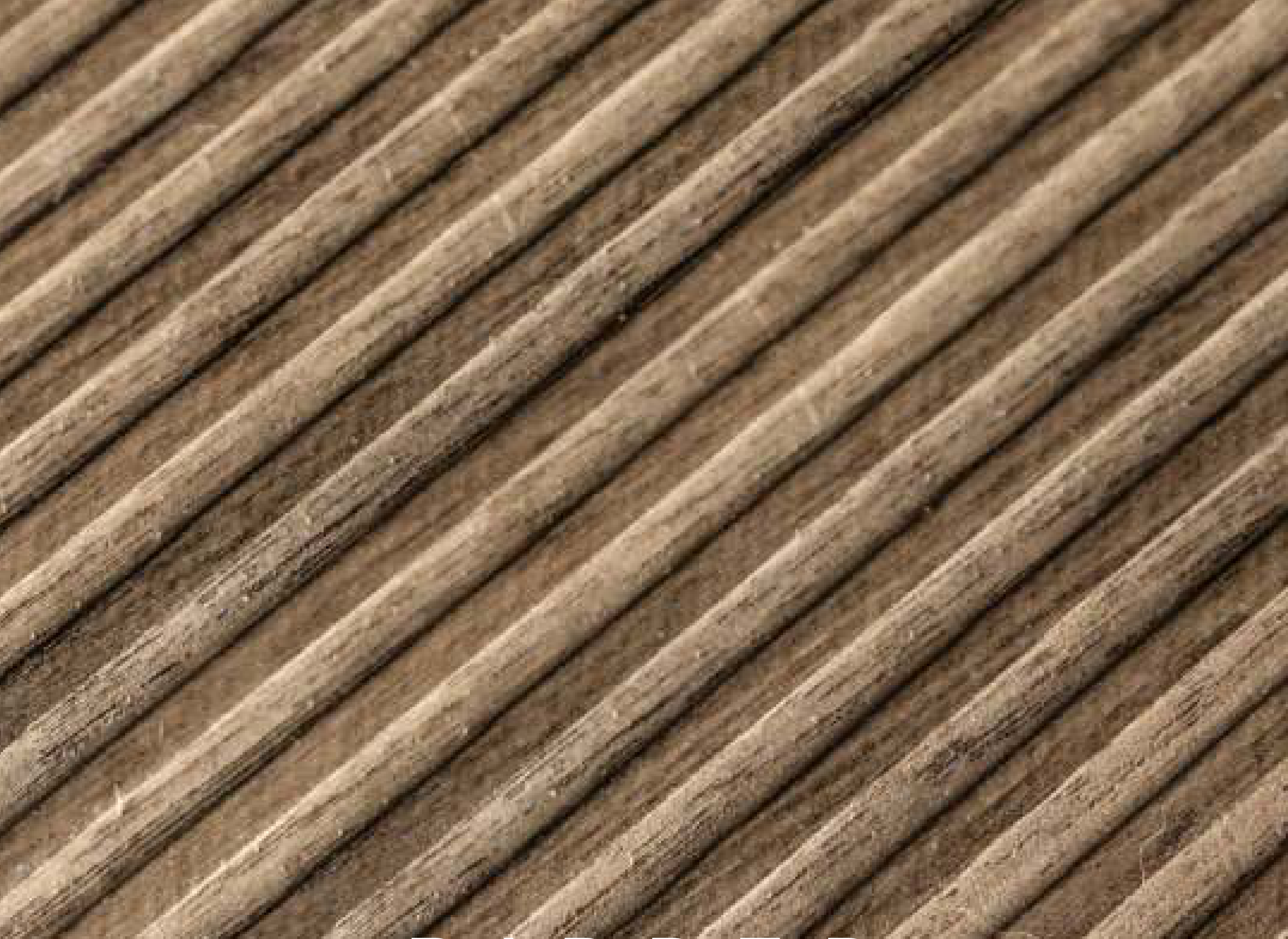 Ripped hybrid veneer panel — brown real-wood veneer with a 3D fluted embossed texture.