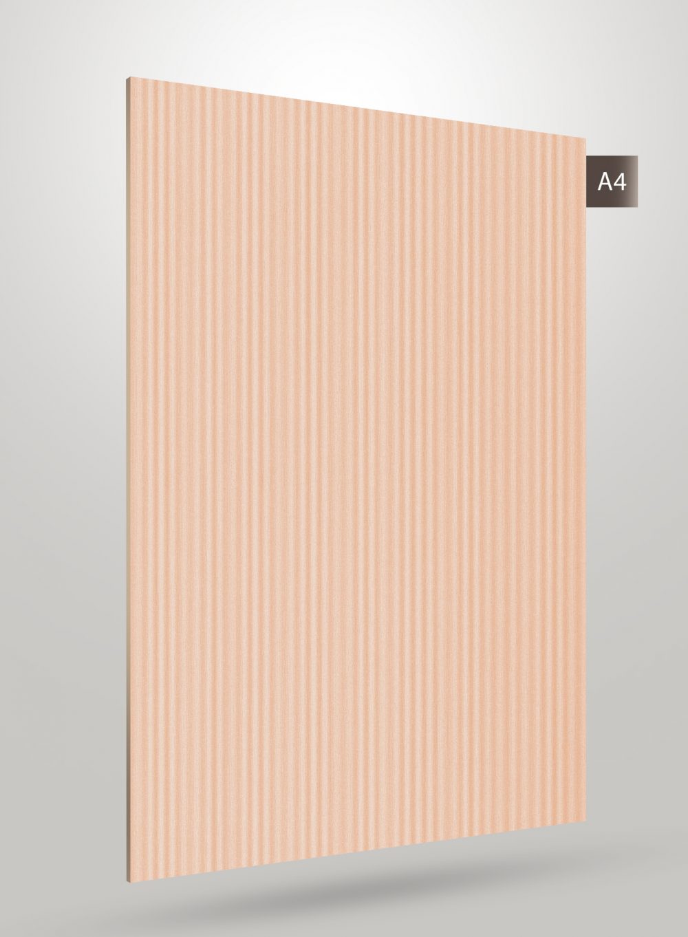 Pink fluted decorative laminate with matte finish and vertical stripes.