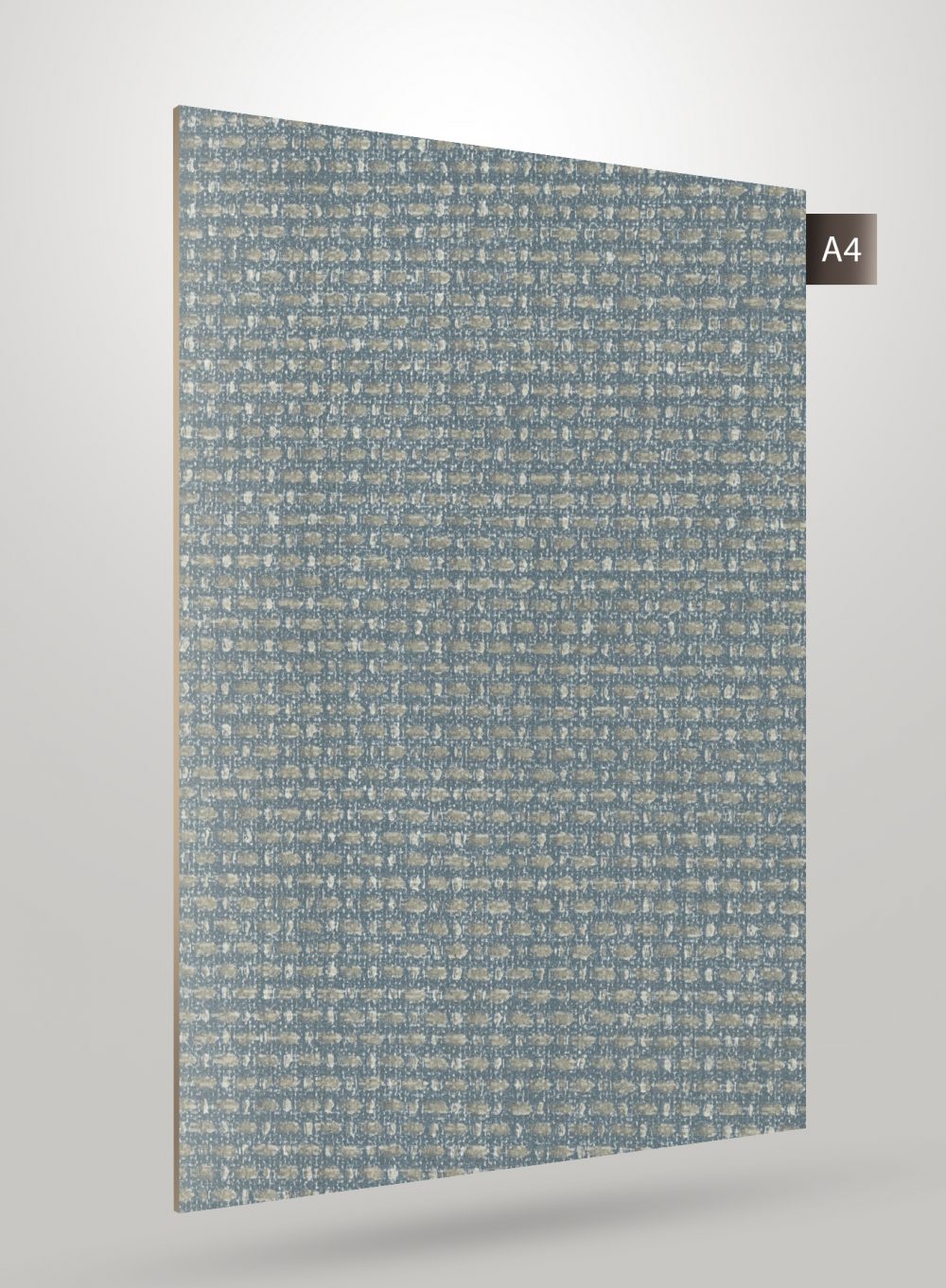 Brown patterned laminate with matte finish and textured design, showing a woven pattern and subtle grain.