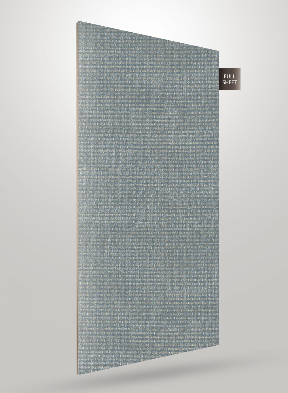Brown patterned laminate sheet with textured finish and woven design, displayed as full sheet.