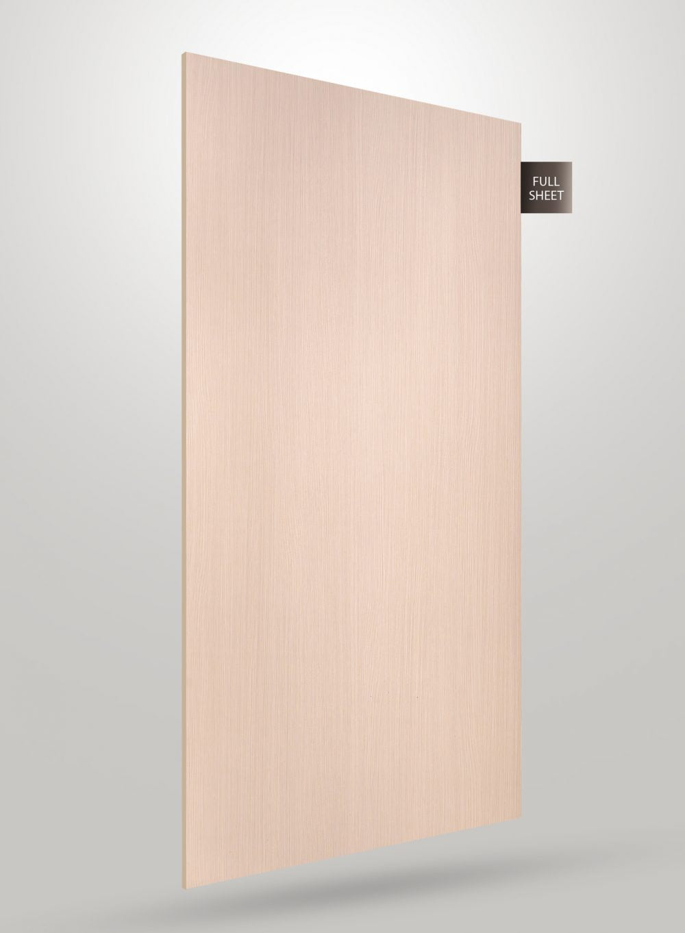 Beige wood grain decorative laminate sheet with matte finish and visible texture, labeled full sheet.