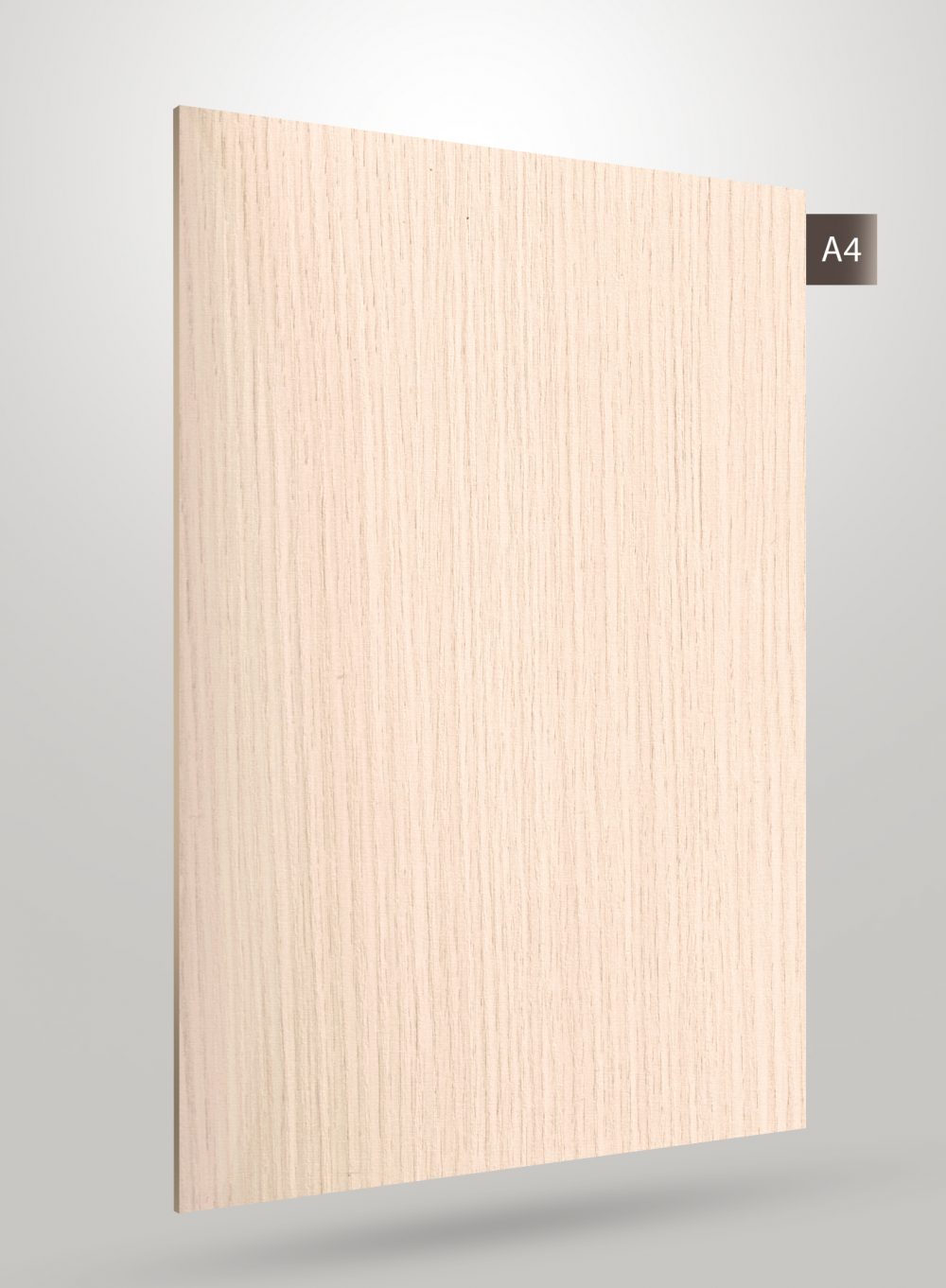 Beige wood grain decorative laminate with matte finish and vertical wood pattern texture.