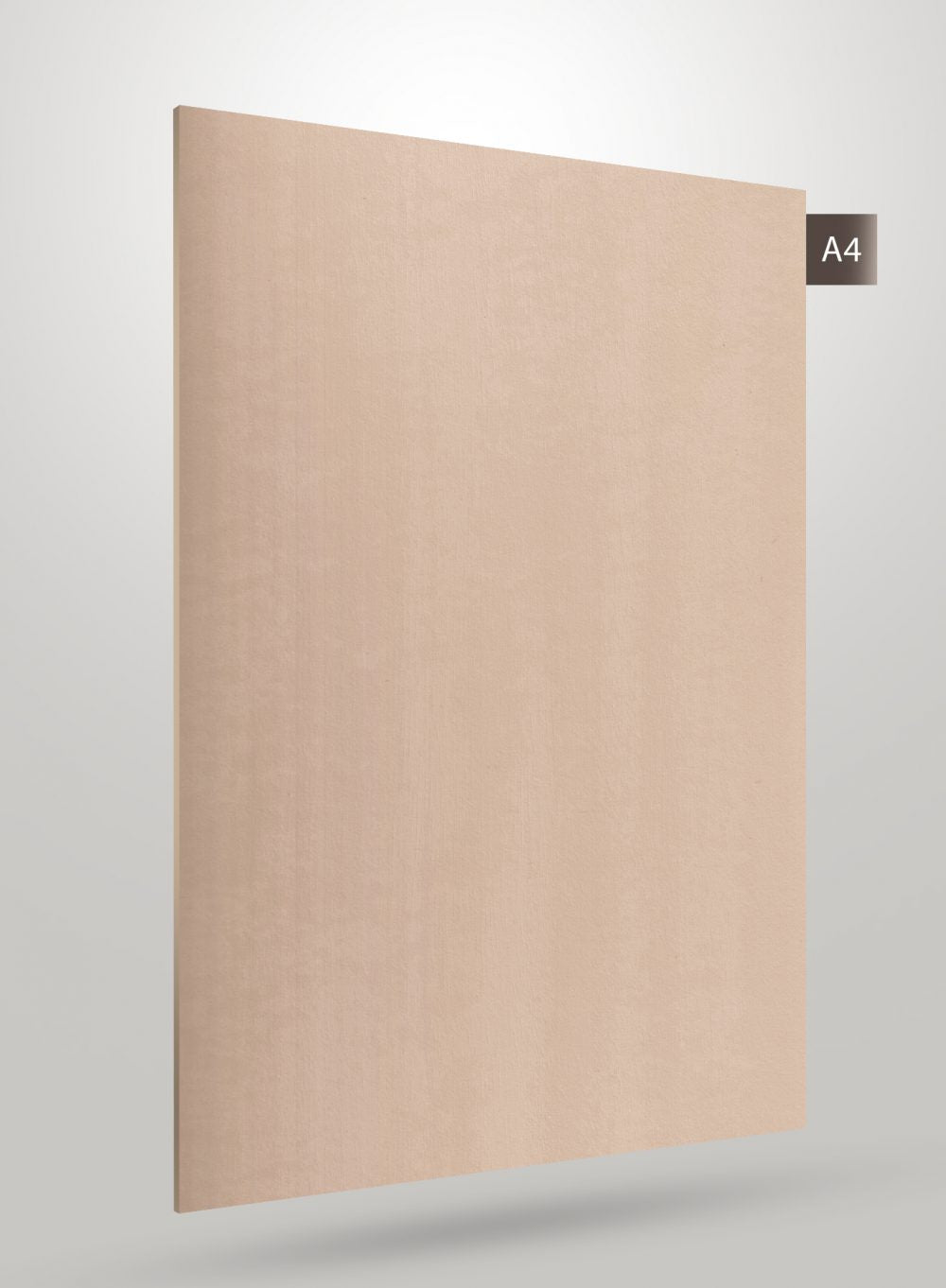 Beige matte solid color laminate sheet with subtle texture and slight sheen on a plain background