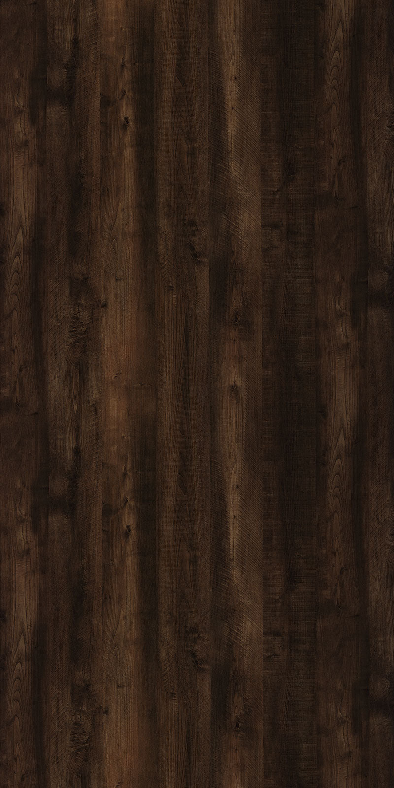 Brown wood laminate with textured finish and wood grain pattern, showing vertical planks with knots and natural variations.