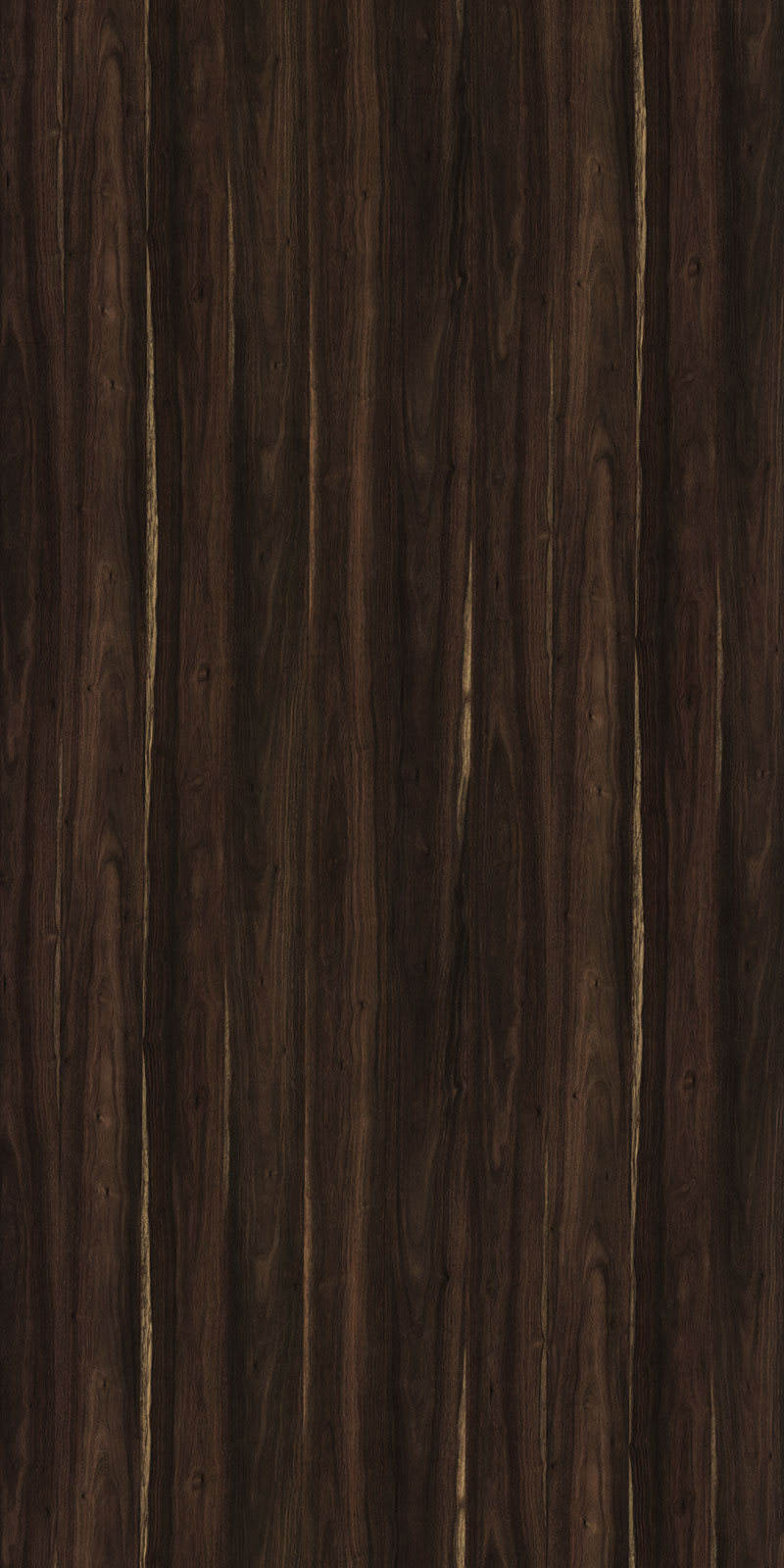 Brown wood grain laminate with textured finish and vertical wood pattern.