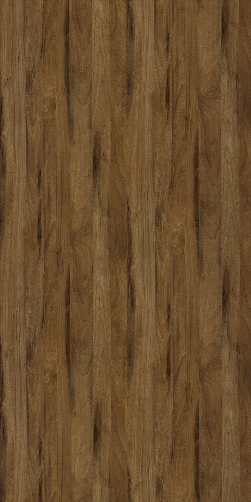 Brown wood laminate with textured finish and wood grain pattern, showing vertical planks with natural variations and darker
