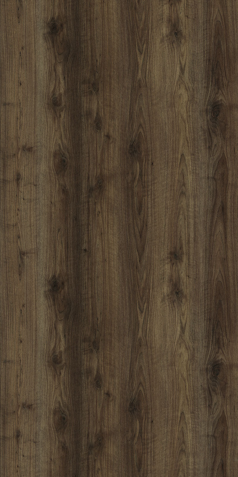Brown wood laminate with textured finish and wood grain pattern, showing knots and darker brown accents.