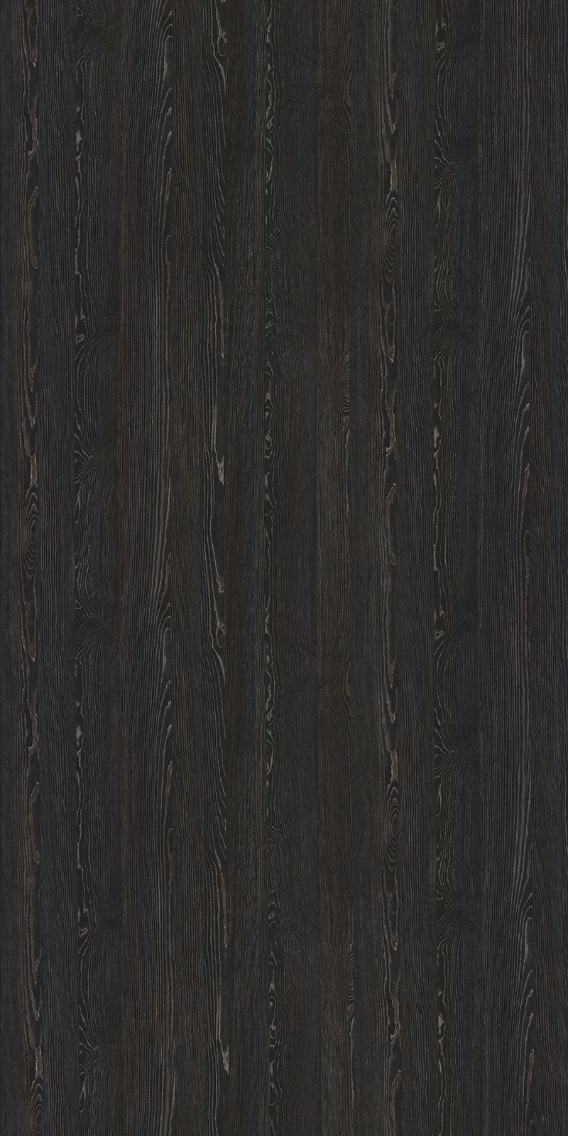 Black wood laminate with textured finish and wood grain pattern, showing vertical planks with detailed grain and texture