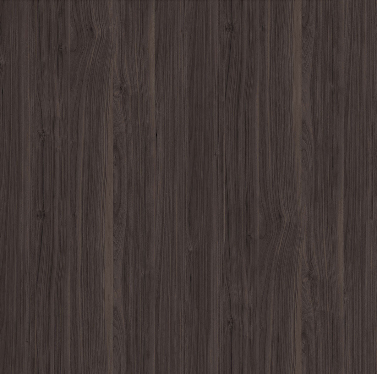 Dark brown wood grain laminate with textured finish and vertical wood pattern.