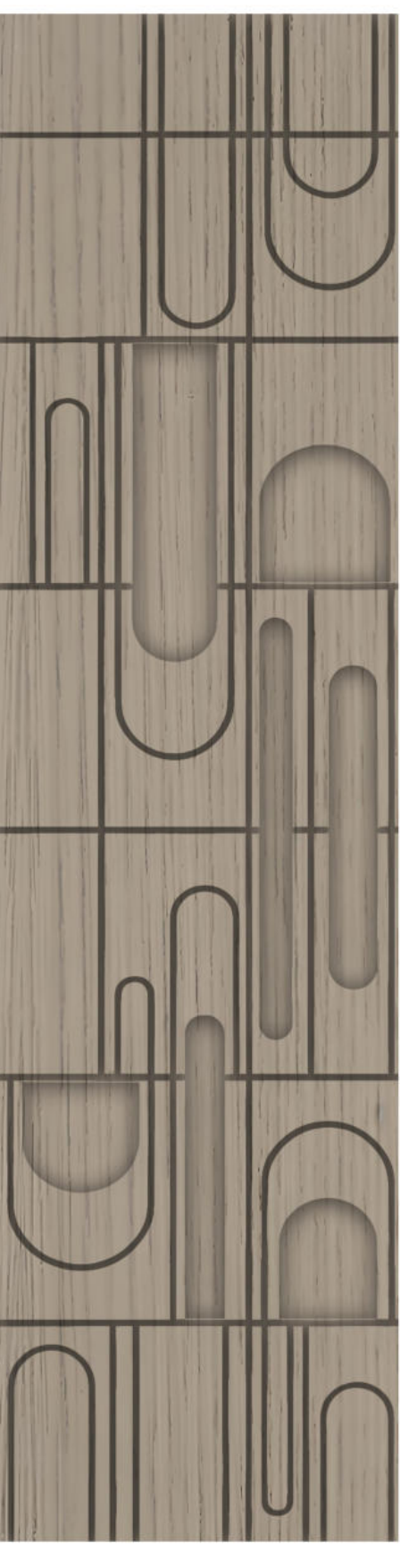 Meridian Legno D'Arte LA 918/935 Warm Walnut sculpted wall panel