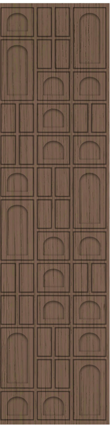 Meridian Legno D'Arte LA 920/975 Rich Walnut sculpted wall panel