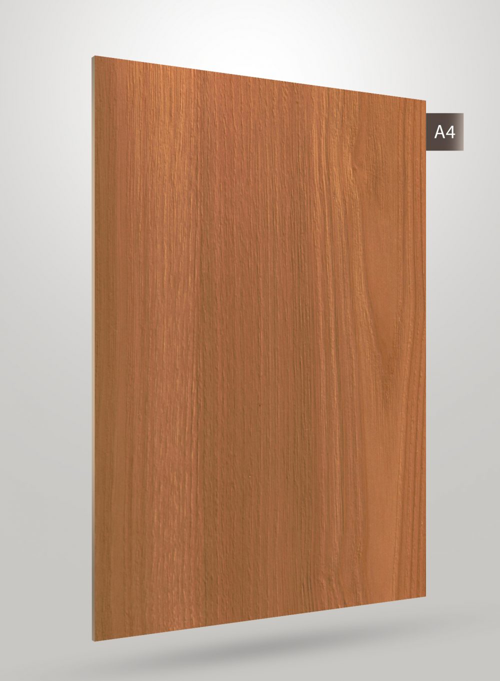 Brown wood grain decorative laminate with matte finish and visible wood texture