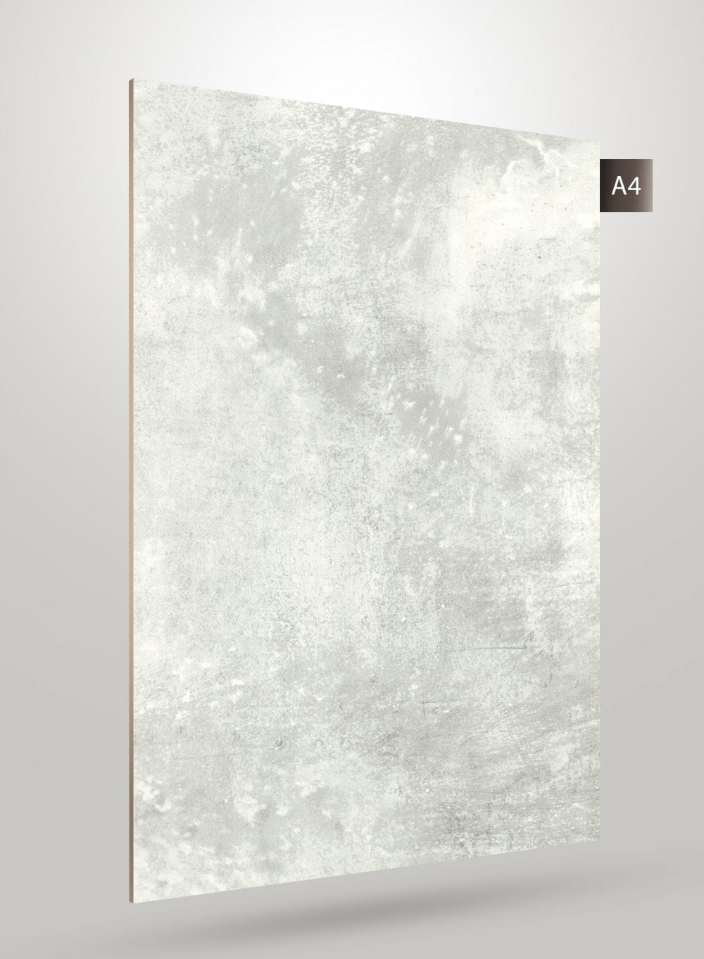 Grey marble laminate sheet with matte finish and textured surface, showcasing a subtle veining pattern and soft sheen.