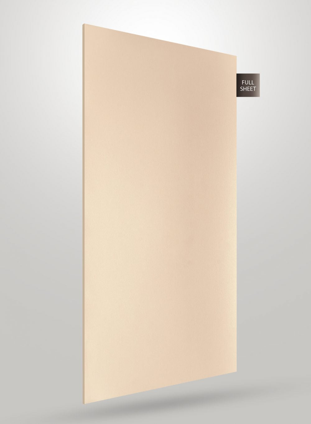Ivory solid colour laminate sheet with matte finish and smooth texture, labelled full sheet on a grey background.