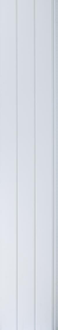 White fluted wall panel with textured finish and vertical grooves, showing a close-up view of the panel's surface details.