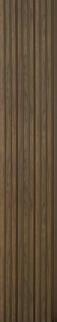 Brown wood grain texture on vertical wood louvers with textured finish and visible wood pattern and grain details