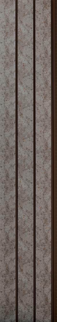 Beige marble pattern louver panel with textured finish and vertical slats showing stone-like speckled design and dark brown